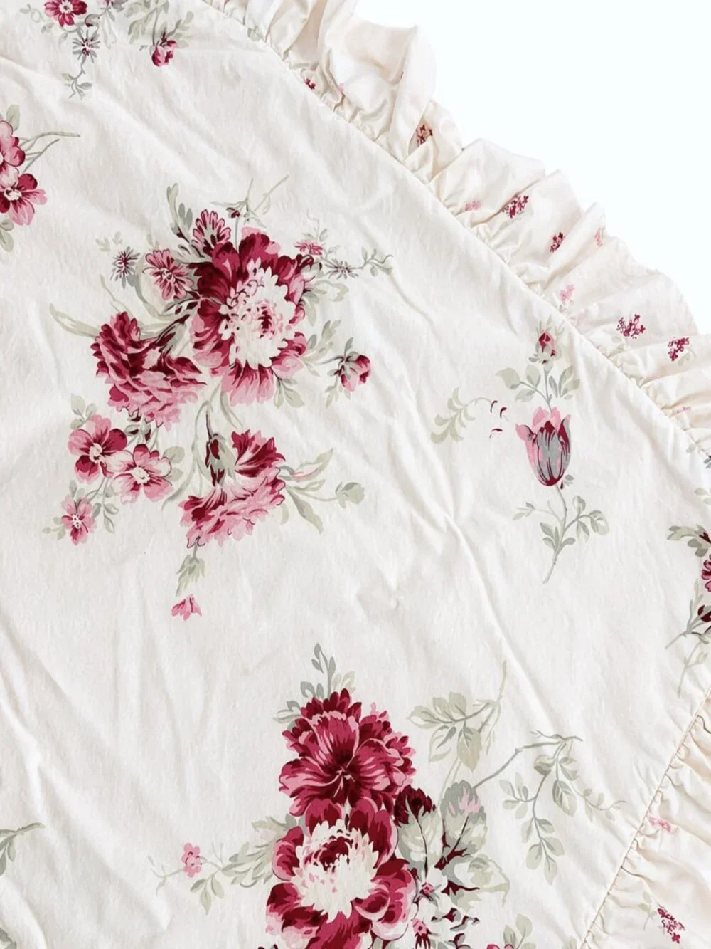 Simply Shabby Chic Floral Ruffle Pillowcase Cotton Standard Queen Size Bedding